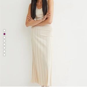 H&M Tan Pleated Sheath Maxi Dress